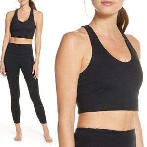 Zella Black Studio Lite‎ Longline Sports Bra Size XS Nordstrom Scoop Neck Top